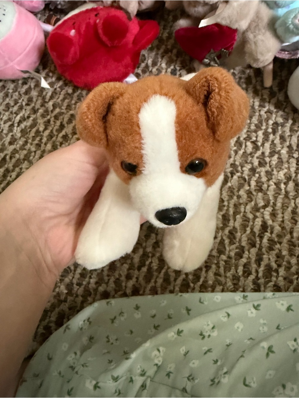 Plush Brown and White Puppy Stuffed Animal